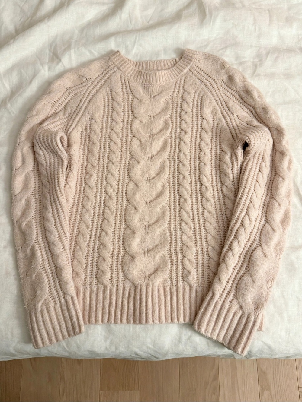 Rachel Zoe Cable Knit Crewneck Sweater - Blush Pink